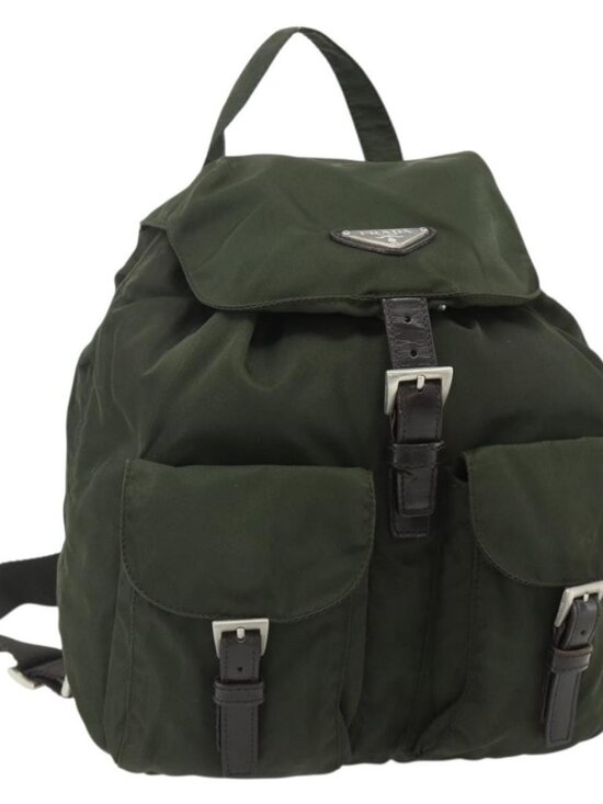 PRADA Backpack Nylon Khaki Silver Auth bs34477 main image 8